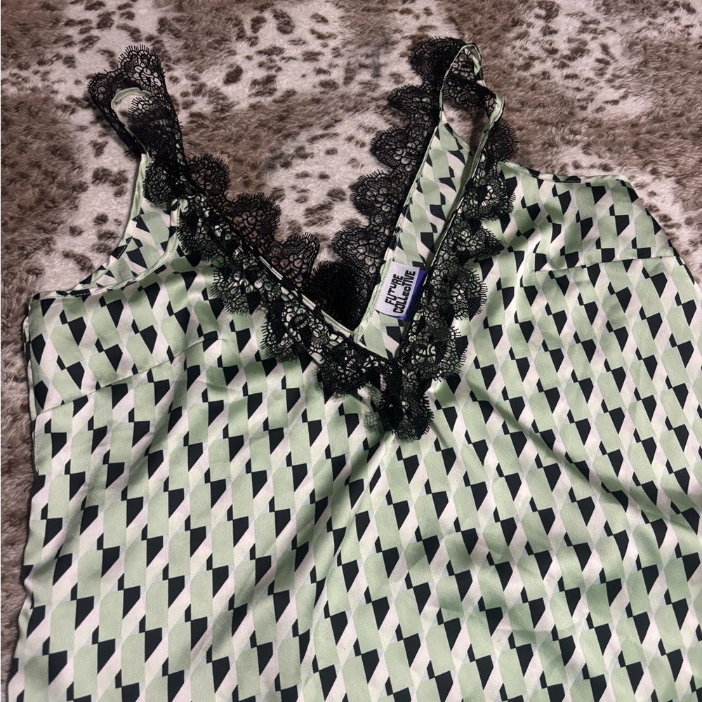 Future collective green and black dress with lace trim size xl